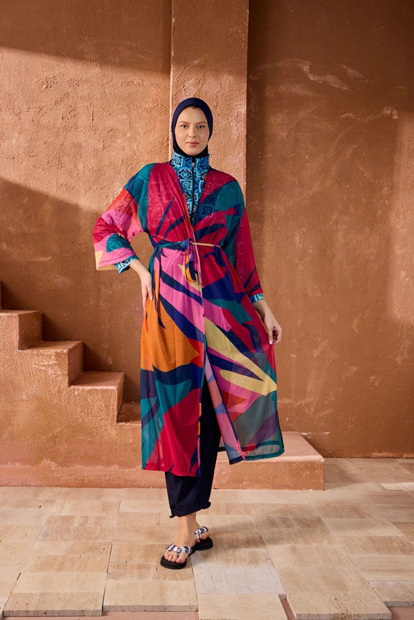 Starinci MayoTesettür Mayo Üzerine Kaftan Pembe Rüyası 580