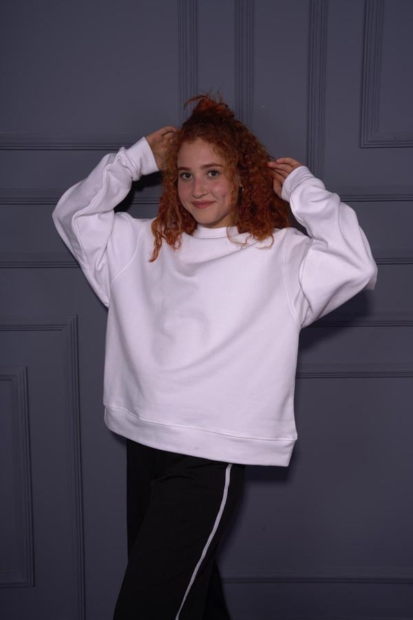 Starinci MayoStarinci Kadın Oversize Basic Sweatshirt Beyaz