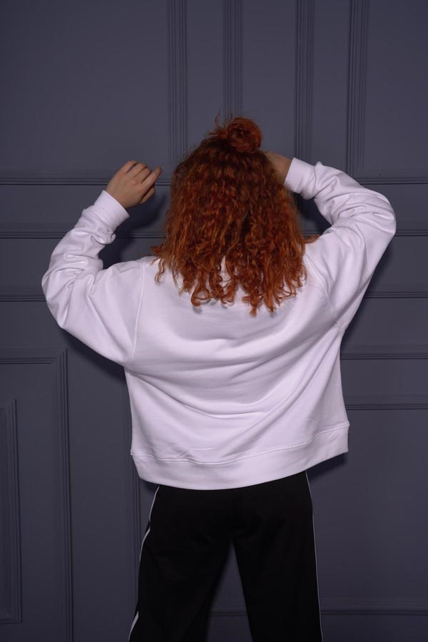 Starinci MayoStarinci Kadın Oversize Basic Sweatshirt Beyaz