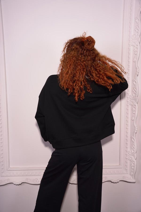 Starinci MayoStarinci Kadın Oversize Bisiklet Yaka İçi Polarlı Crop Sweatshirt