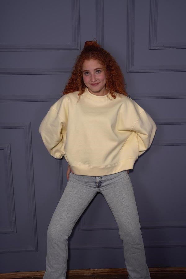 Starinci MayoStarinci Kadın Oversize Kesim Bisiklet Yaka Crop Sweatshirt