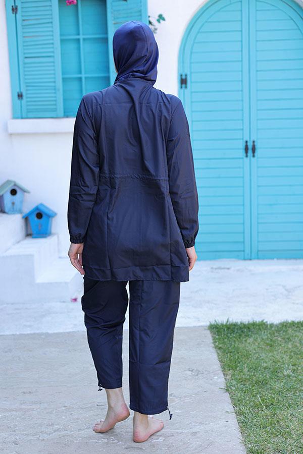 Starinci MayoKadın Tam Kapalı Lacivert Paraşüt Tesettür Mayo