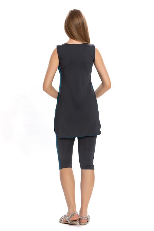 Starinci MayoKolsuz Taytlı Mayo Tesettür Antrasit Spor Tasarım