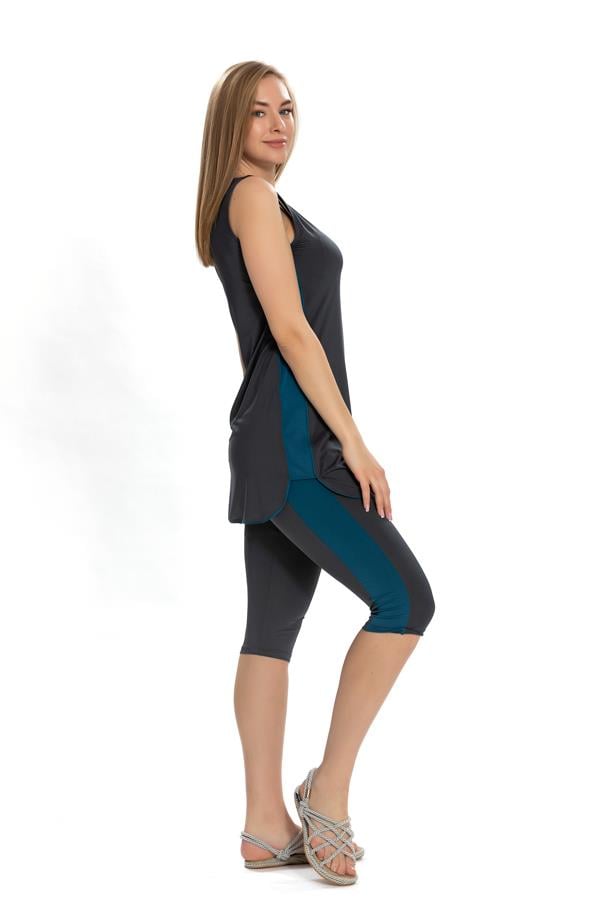 Starinci MayoKolsuz Taytlı Mayo Tesettür Antrasit Spor Tasarım