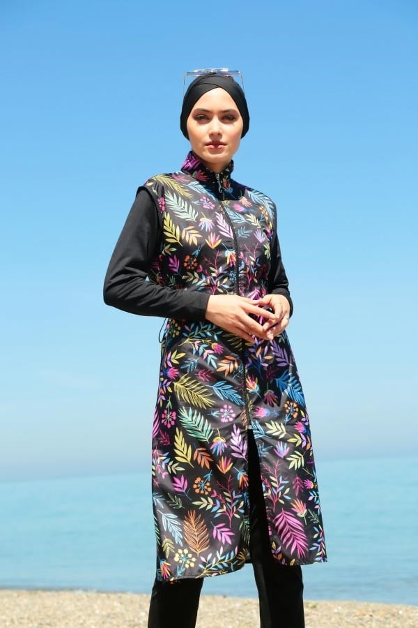 Starinci MayoStarinci Renkli Yapraklar Tam Kapalı Tesettür Mayo