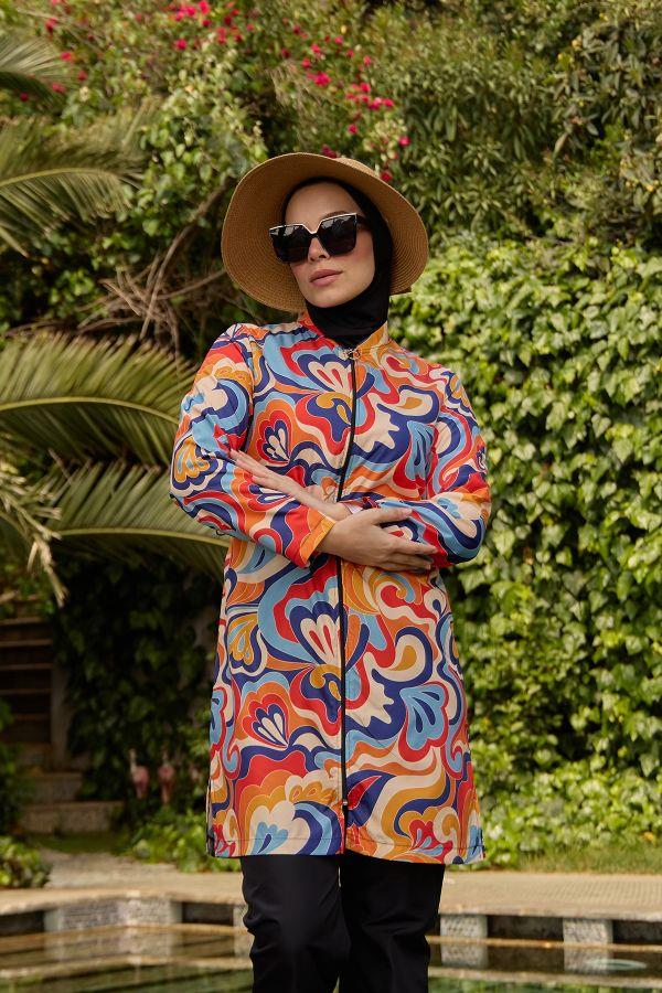 Starinci MayoTesettür Mayo Rahat Kesim Paraşüt Turuncu Renk Paletler