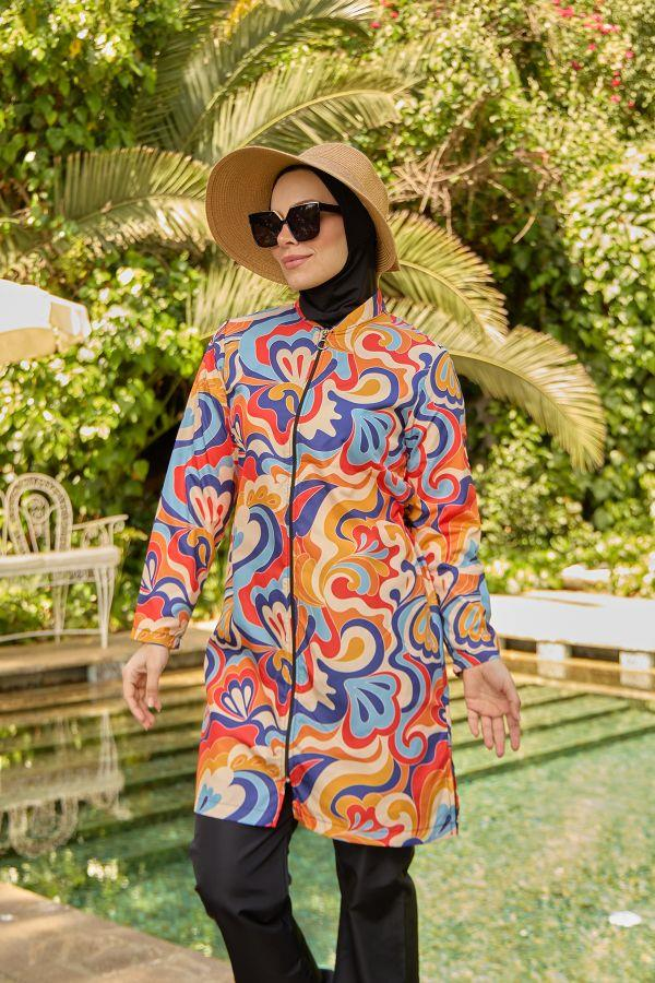 Starinci MayoTesettür Mayo Rahat Kesim Paraşüt Turuncu Renk Paletler