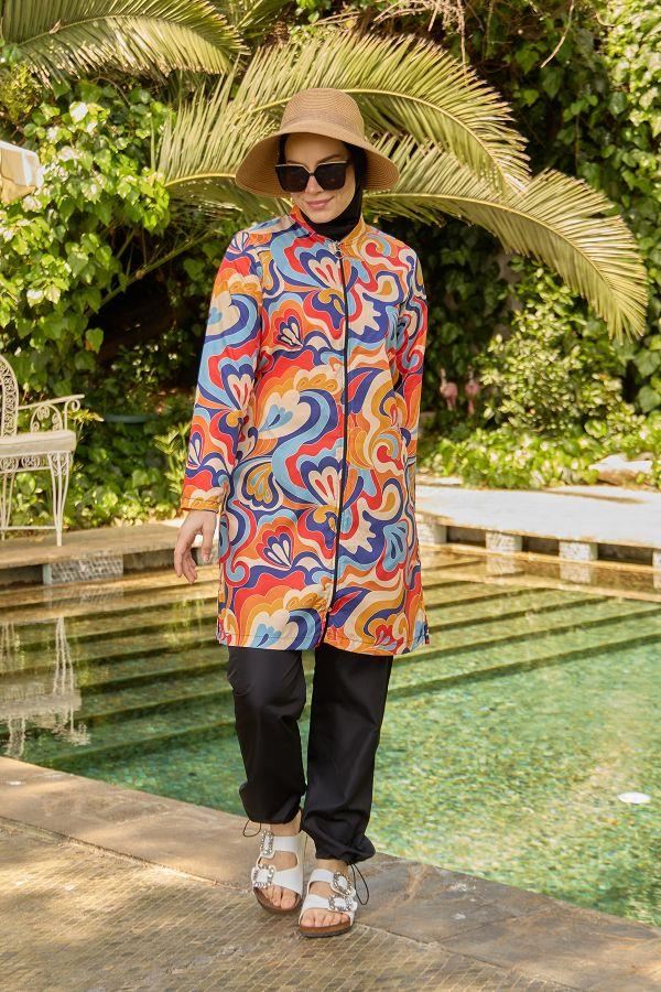 Starinci MayoTesettür Mayo Rahat Kesim Paraşüt Turuncu Renk Paletler