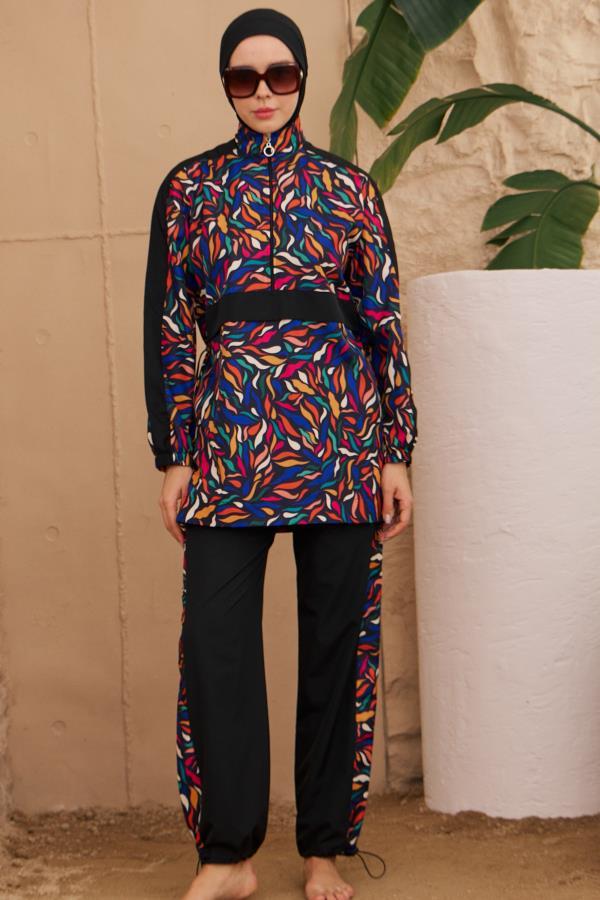 Starinci MayoTesettür Mayo Paraşüt Model Siyah Renkli Desenler 