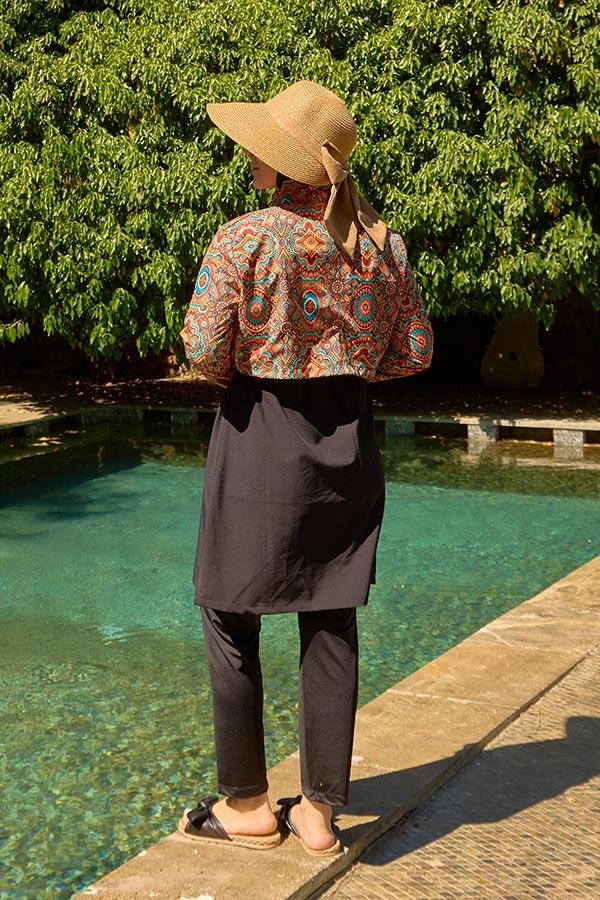 Starinci MayoTesettür Mayo Kapaklı Siyah Mandala Desen