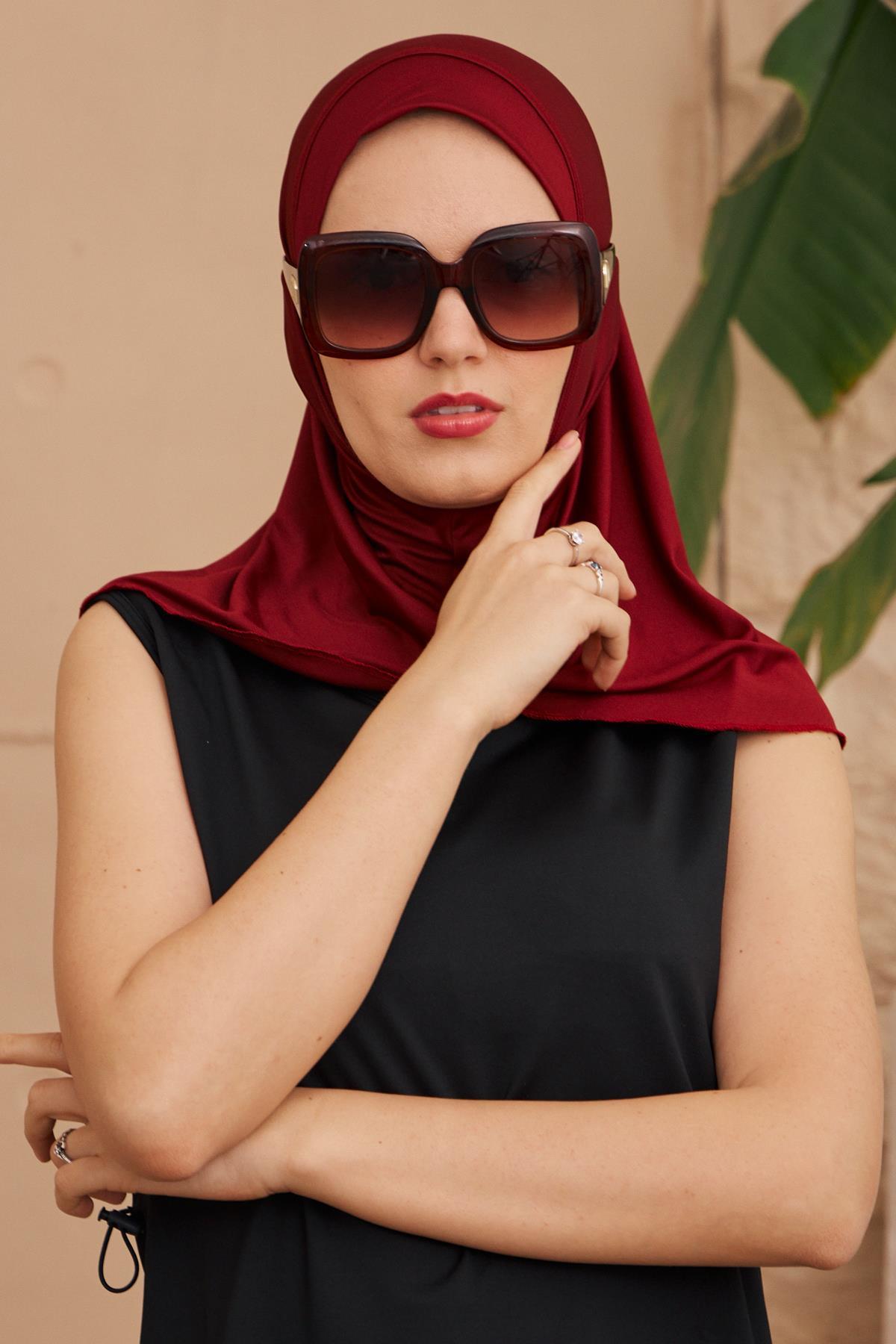 Starinci MayoEşarp Bone Bordo Mayo Kumaşından 