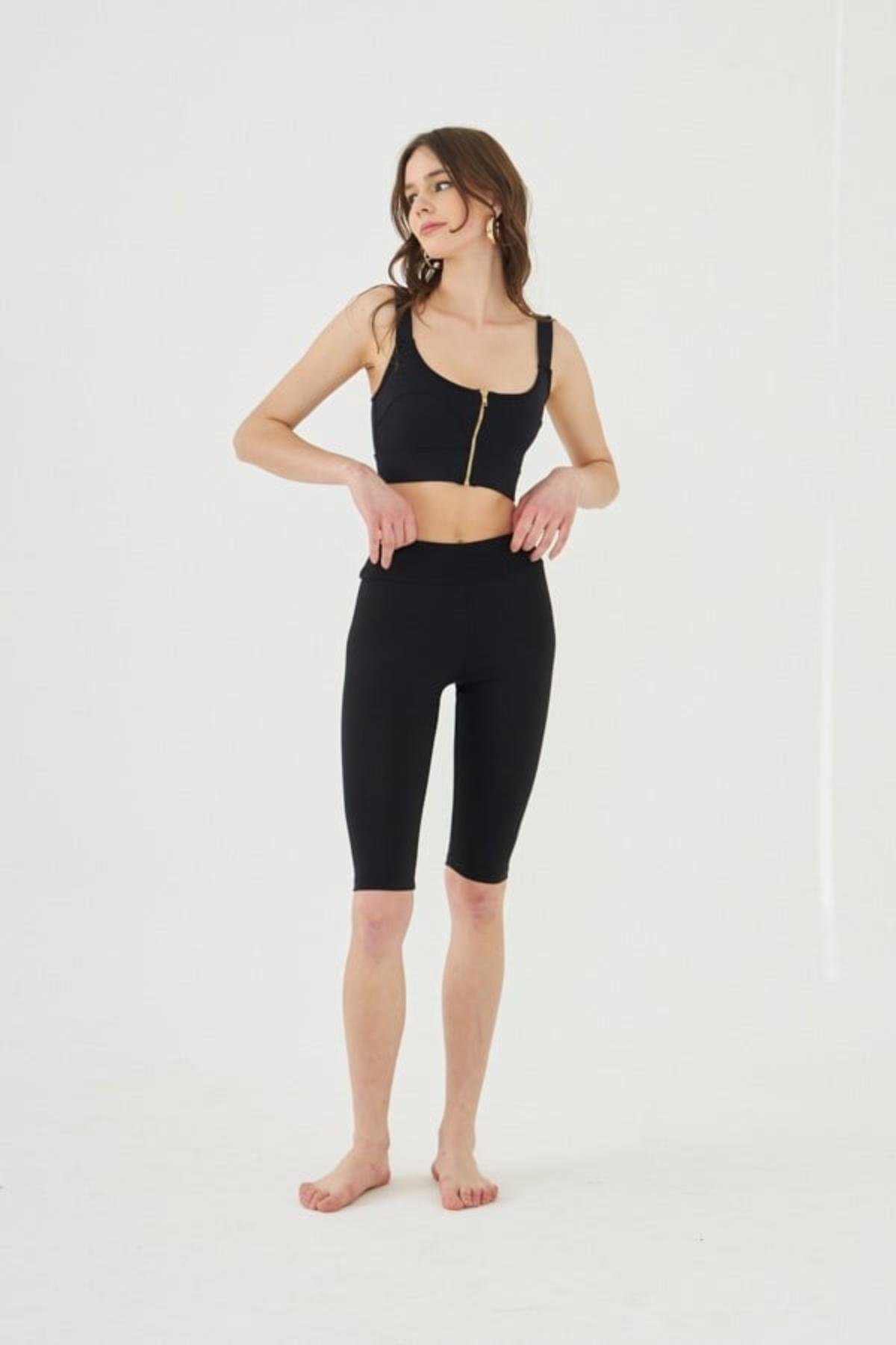 Starinci MayoMayo Tayt Yüksek Bel Likralı Siyah Diz Seviyesi