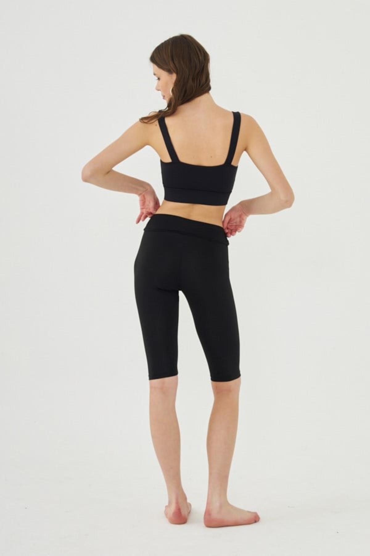 Starinci MayoMayo Tayt Yüksek Bel Likralı Siyah Diz Seviyesi