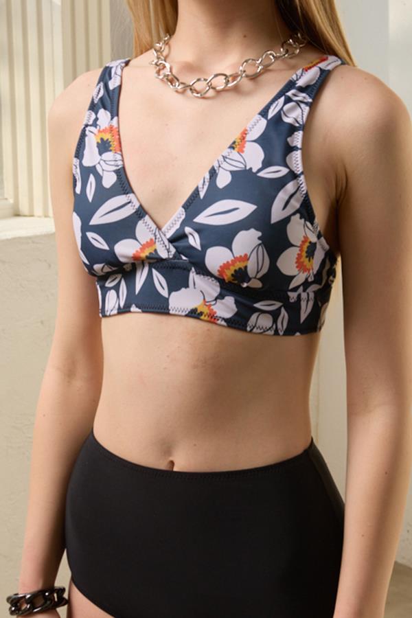 Starinci MayoBikini Üstü Kruvaze Model Toparlayıcı Orkide Siyah