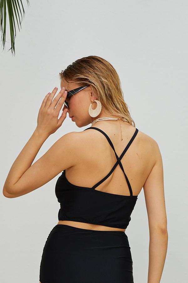 Starinci MayoBikini Üstü Siyah Büzgülü