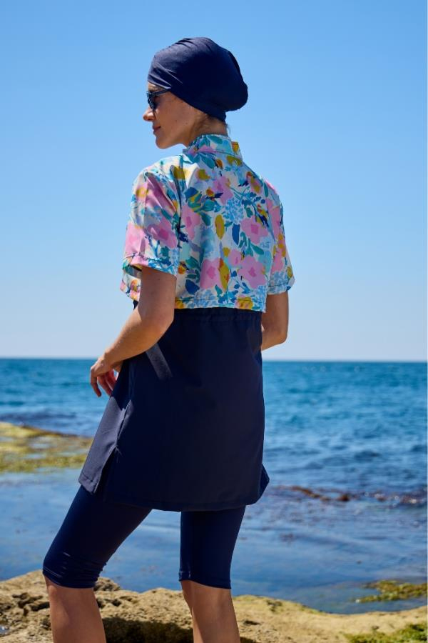 Starinci MayoTesettür Mayo Yarı Kapalı Kapaklı Soft Desen