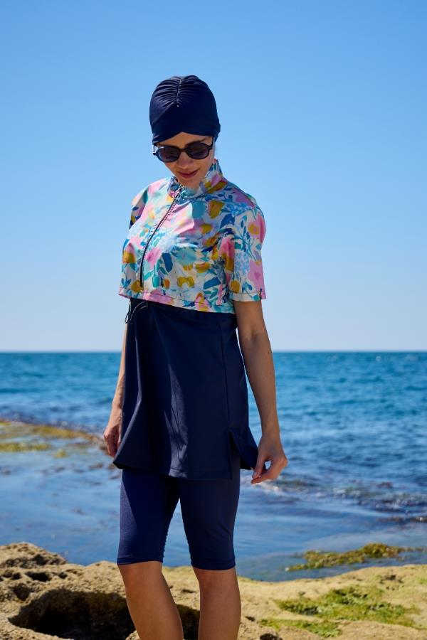 Starinci MayoTesettür Mayo Yarı Kapalı Kapaklı Soft Desen