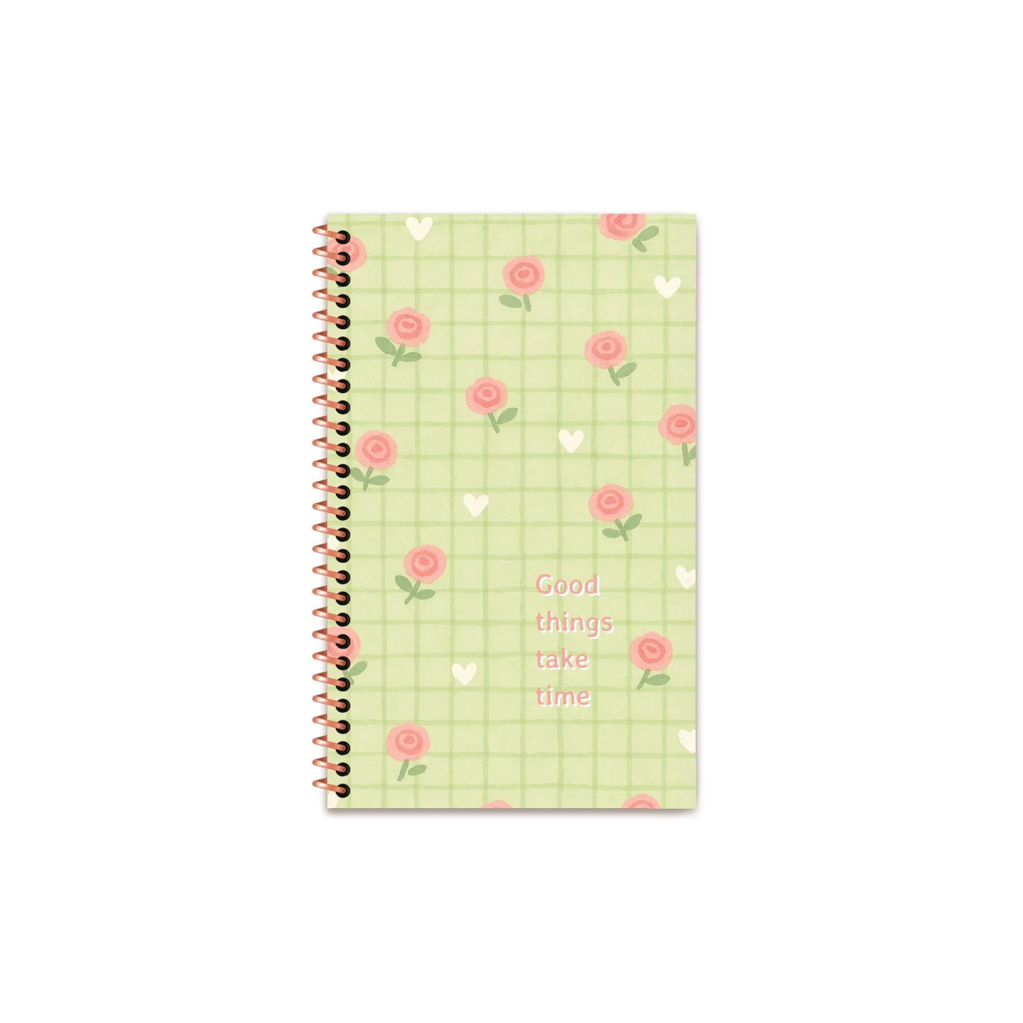 13x21 Spiralli Sert Kapak Çizgili Pastel Motto Defter - Flower