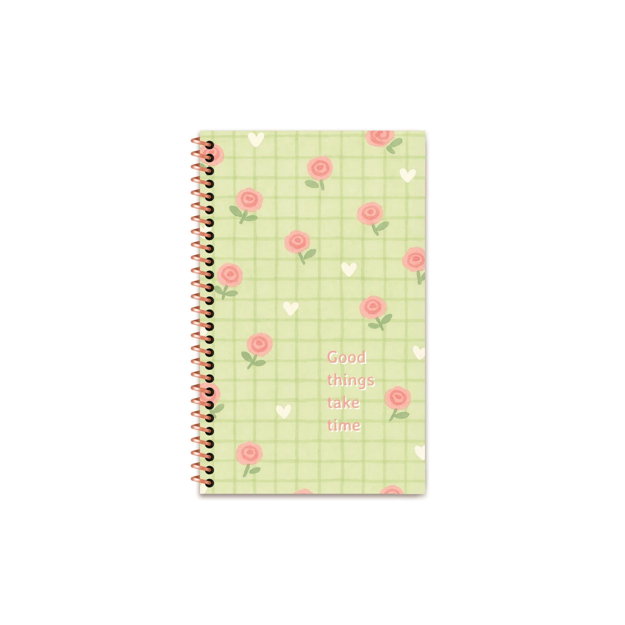13x21 Spiralli Sert Kapak Kareli Pastel Motto Defter - Flowers