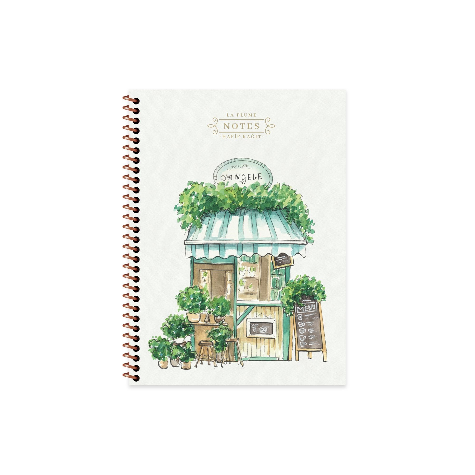 16,5x22,5 Karton Kapak Çizgili La Plume Shop Defter - Yeşil