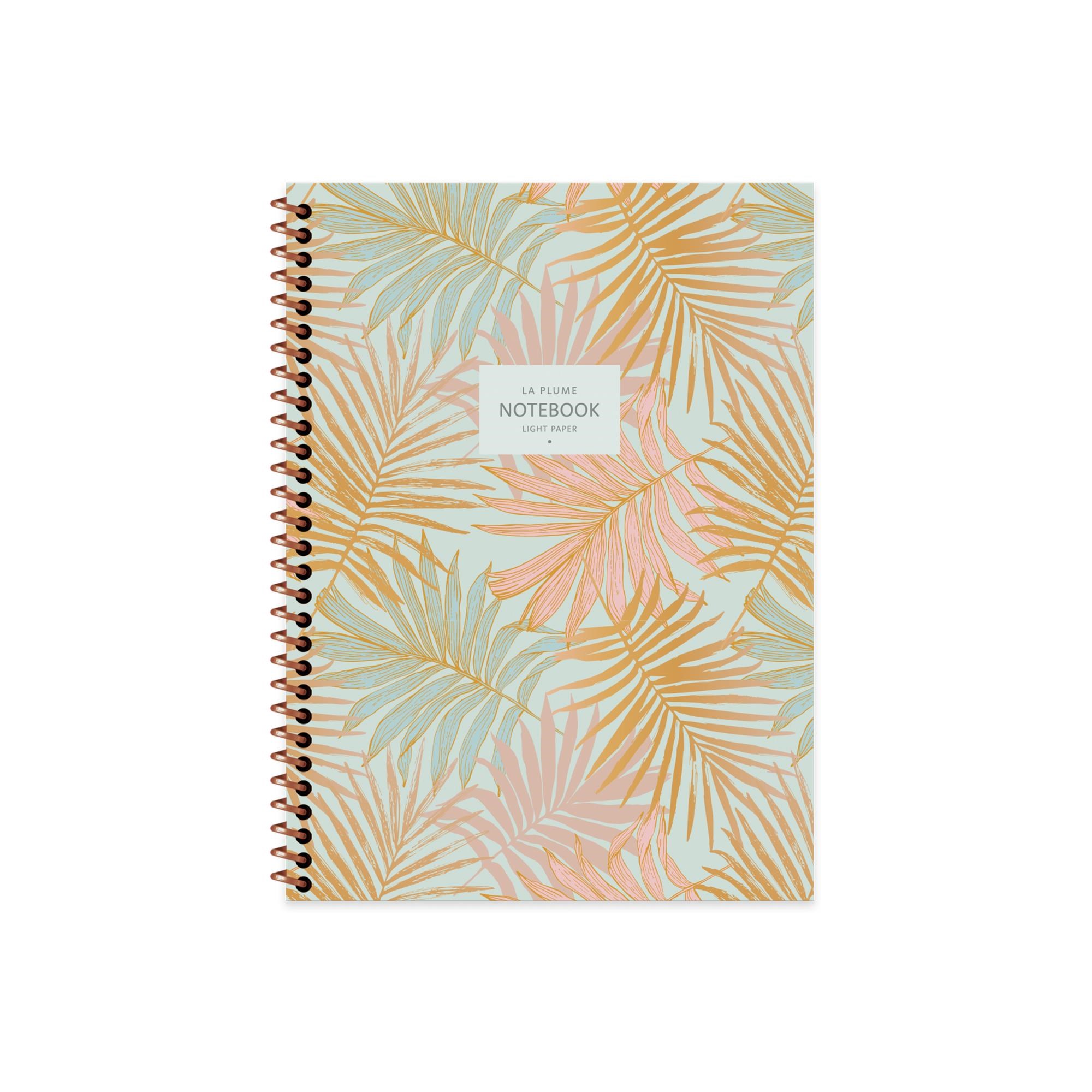 16,5x22,5 Spiralli Karton Kapak Çizgili La Plume Leaves Defter - Turuncu