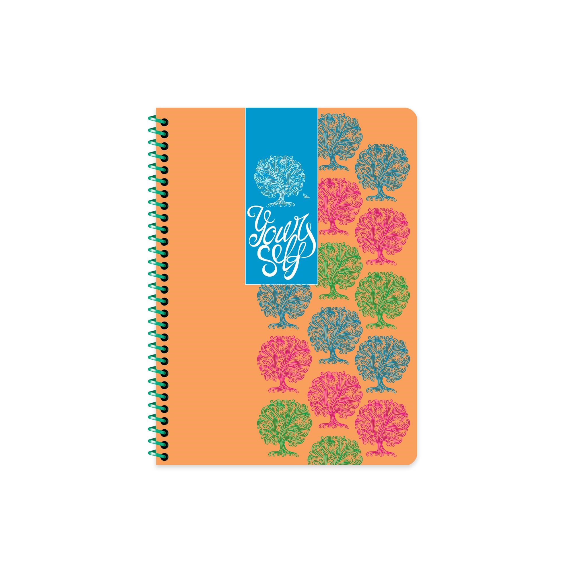 16,5x22,5 Spiralli Karton Kapak Çizgili Neon Defter - Turuncu