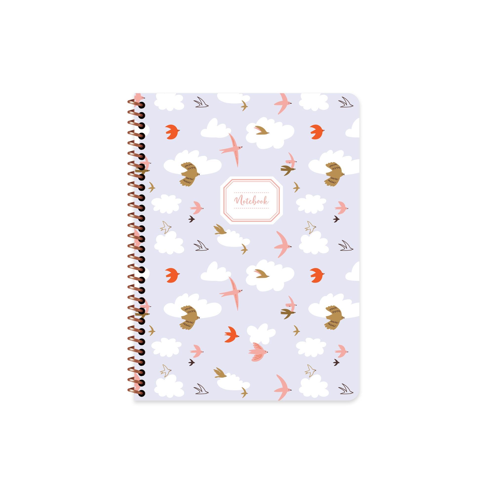 16,5x22,5 Spiralli Karton Kapak Çizgili Hayvanlar Defter - Kuş