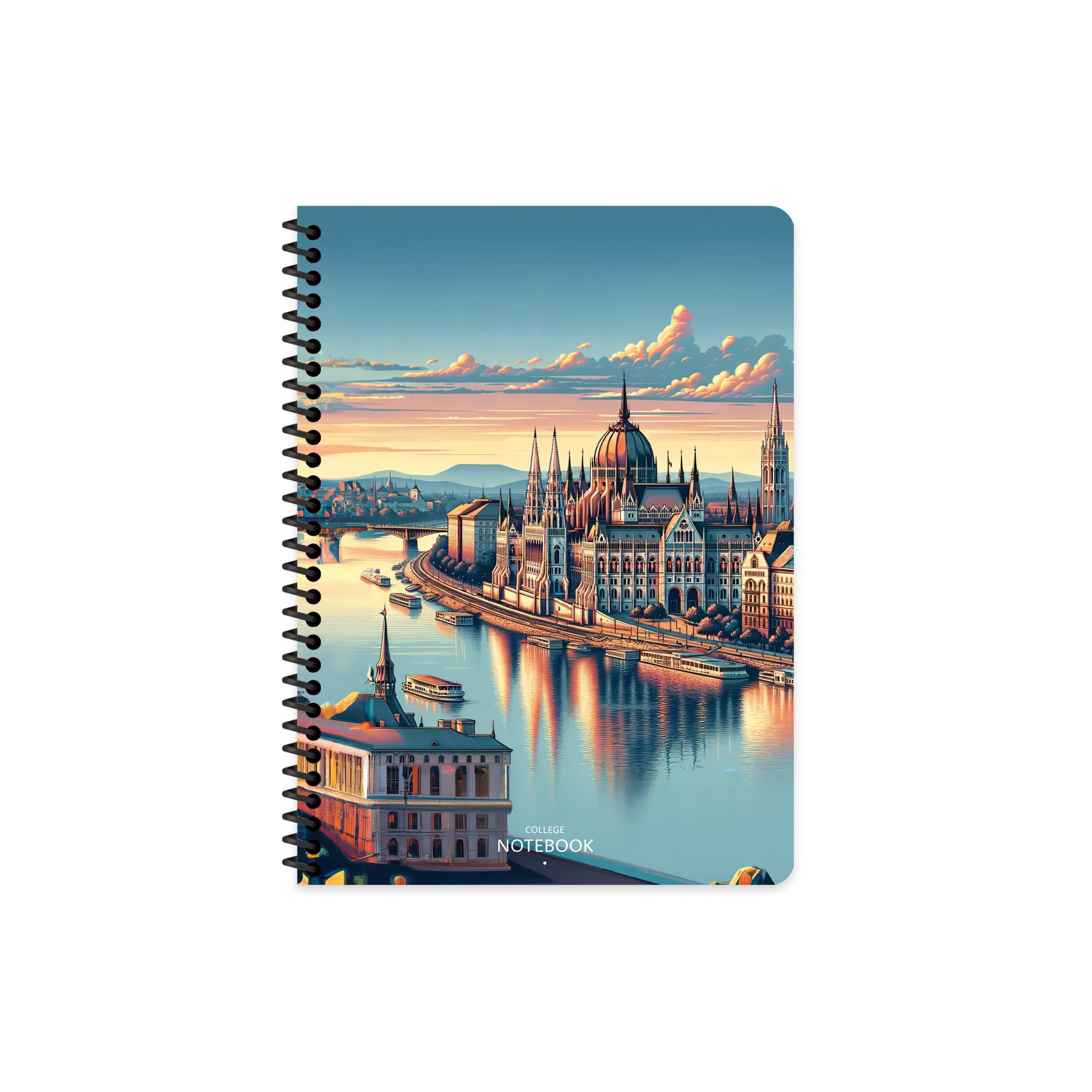 16,5x22,5 Spiralli PP Kapak Çizgili City Defter - Budapeşte