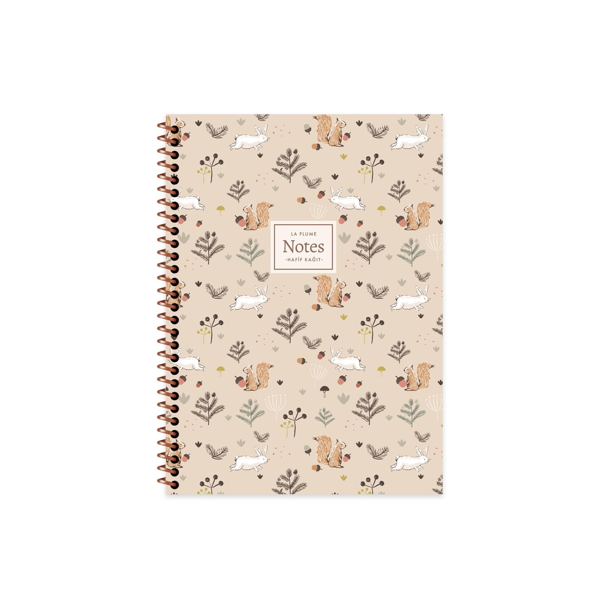 16,5x22,5 Spiralli PP Kapak Çizgili La Plume Forest Defter - Sincap