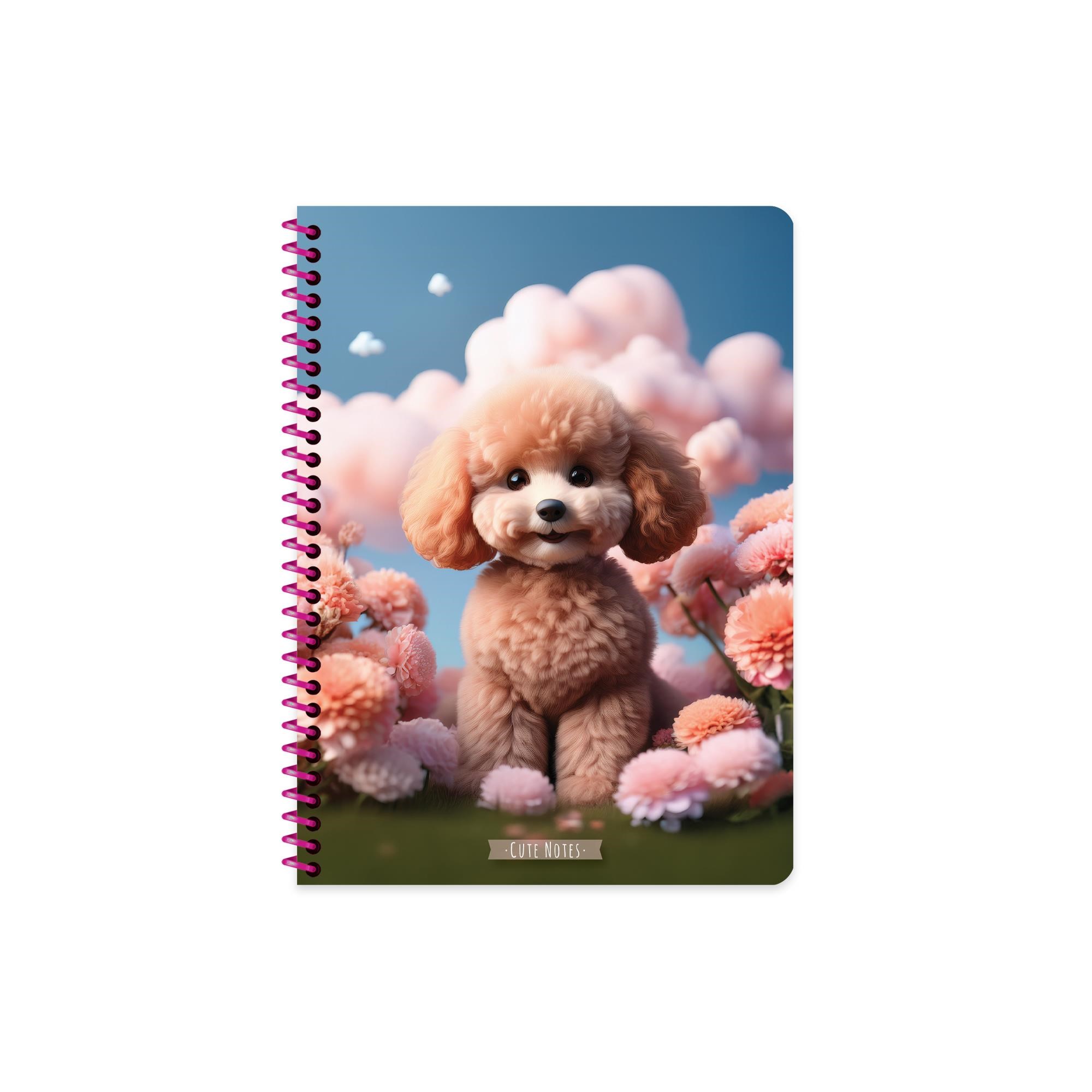 16,5x22,5 Spiralli PP Kapak Çizgili Sevimli Hayvanlar Defter - Köpek