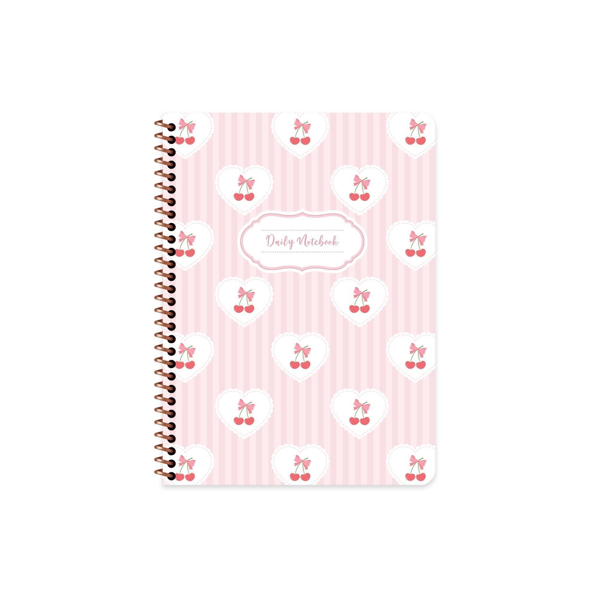 16,5x22,5 Spiralli Sert Kapak Kurdele Çizgisiz Defter - Kiraz