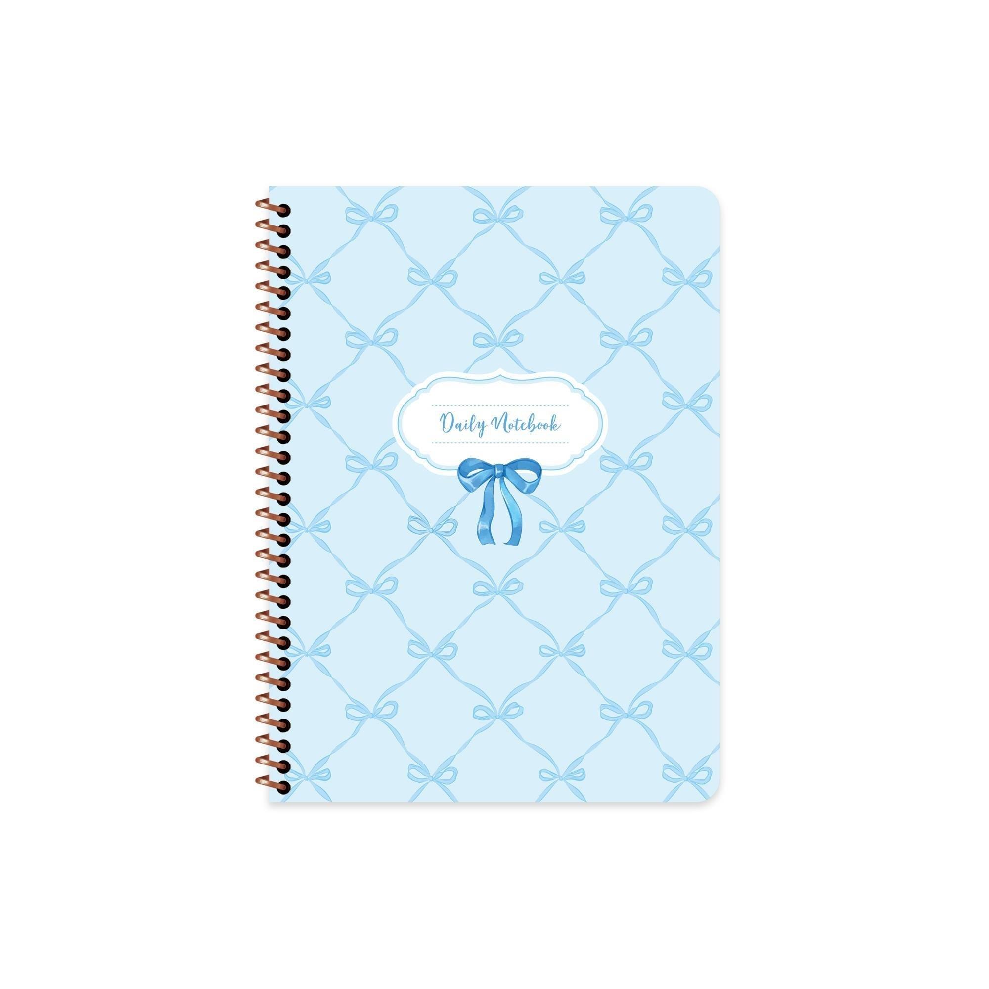 16,5x22,5 Spiralli Sert Kapak Kurdele Çizgisiz Defter - Mavi Kurdele