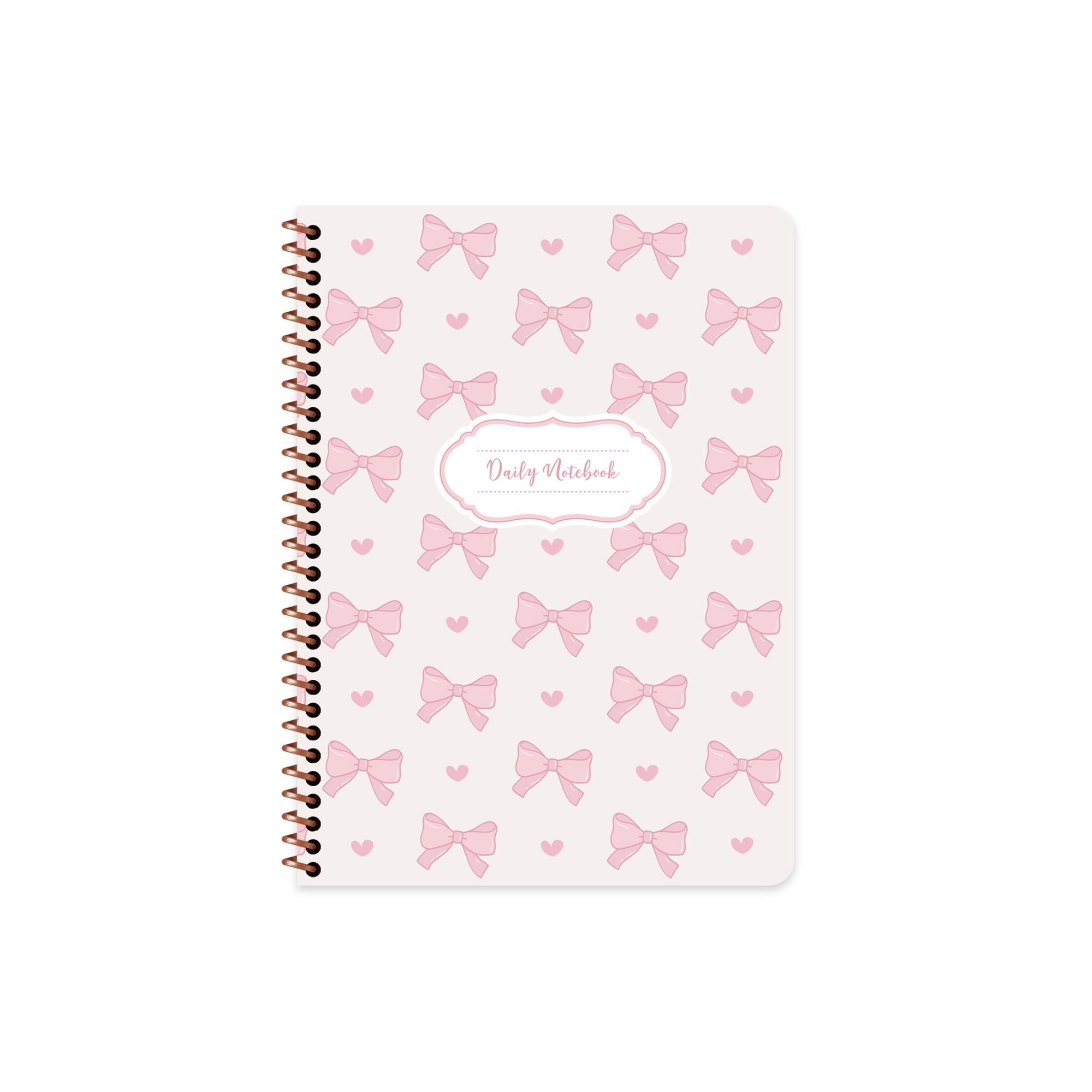 16,5x22,5 Spiralli Sert Kapak Kurdele Çizgisiz Defter - Pembe Kurdele