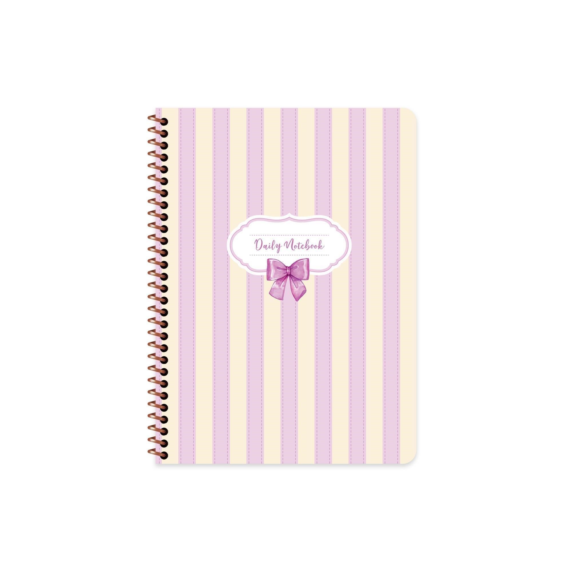 16,5x22,5 Spiralli Sert Kapak Kurdele Çizgisiz Defter - Mor Kurdele