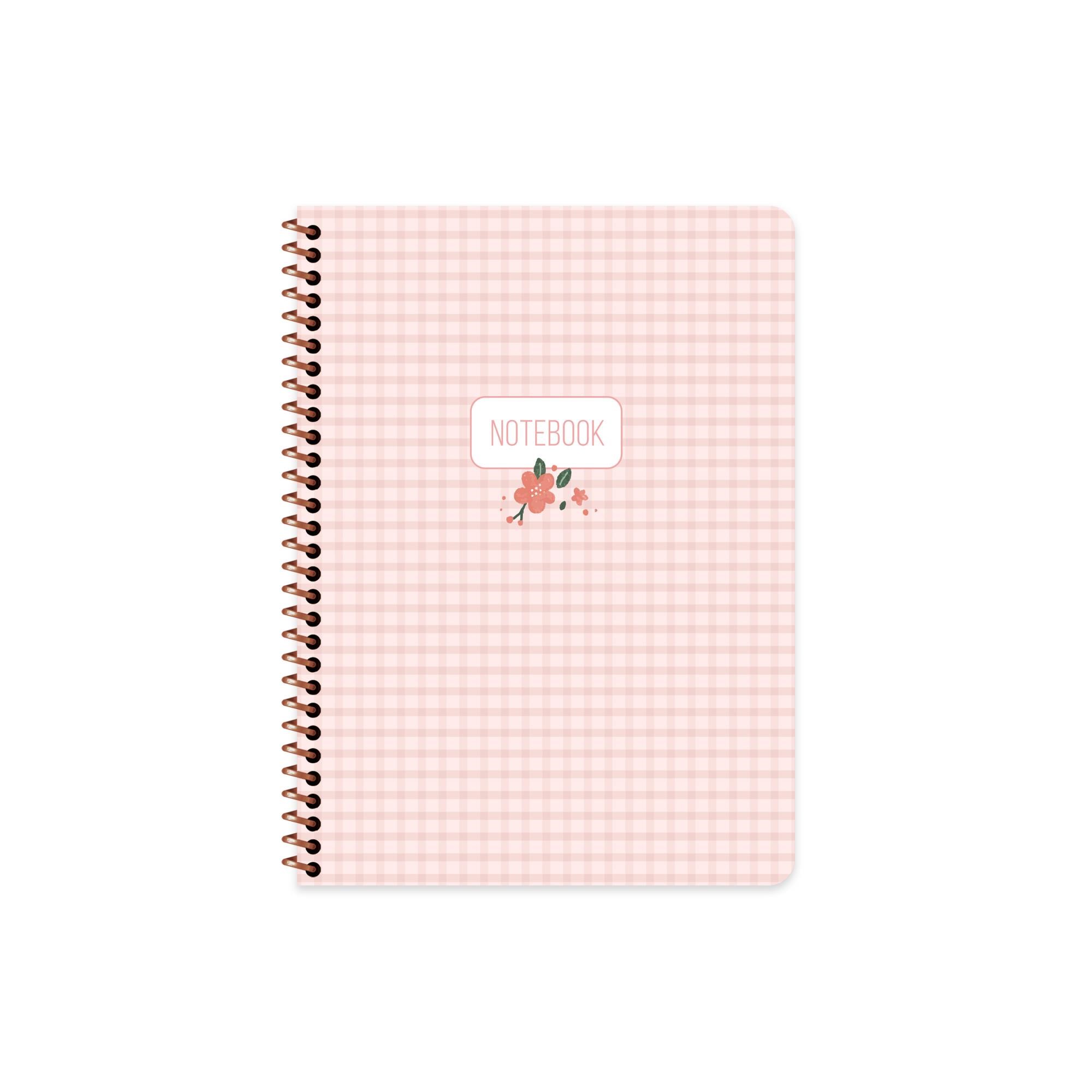 16,5x22,5 Spiralli Sert Kapak Pötikare Çizgili Defter - Pembe