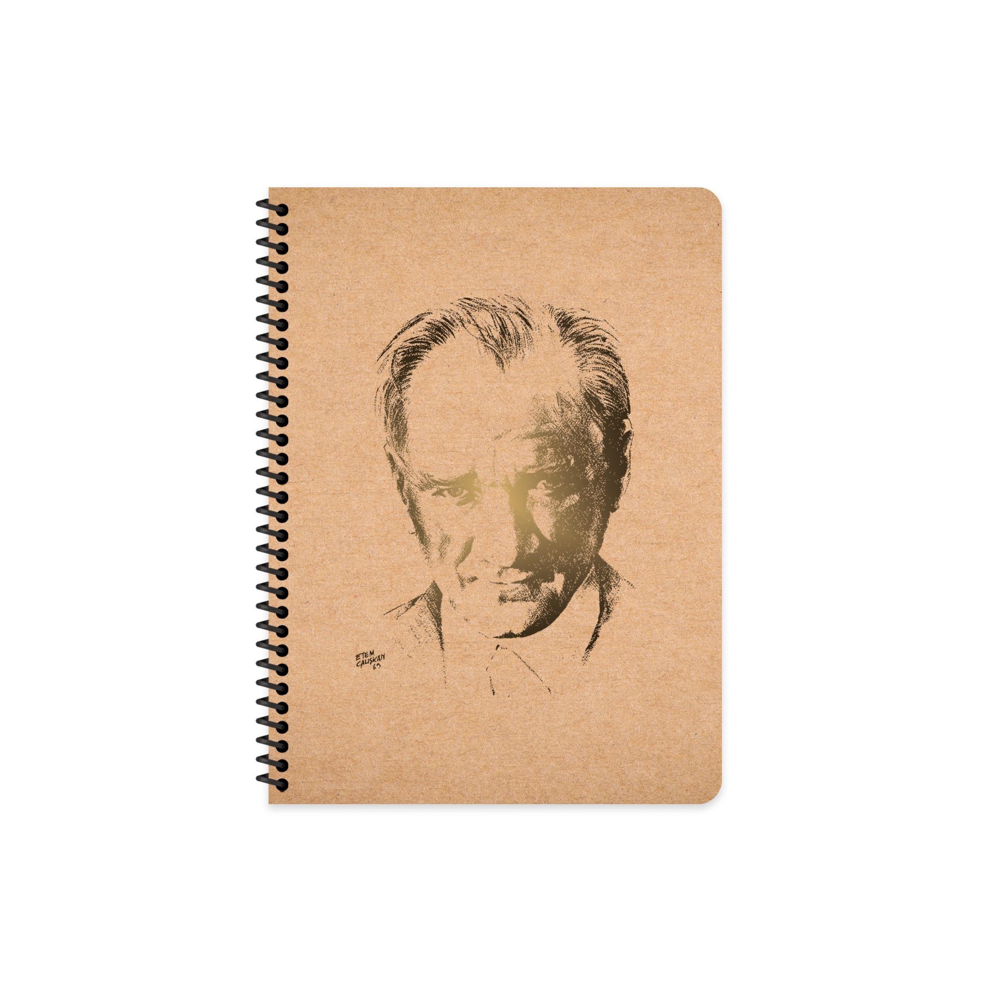 16,5x22,5 Spiralli Sert Karton Kapak Çizgisiz Funky Atatürk Defter - No: 4