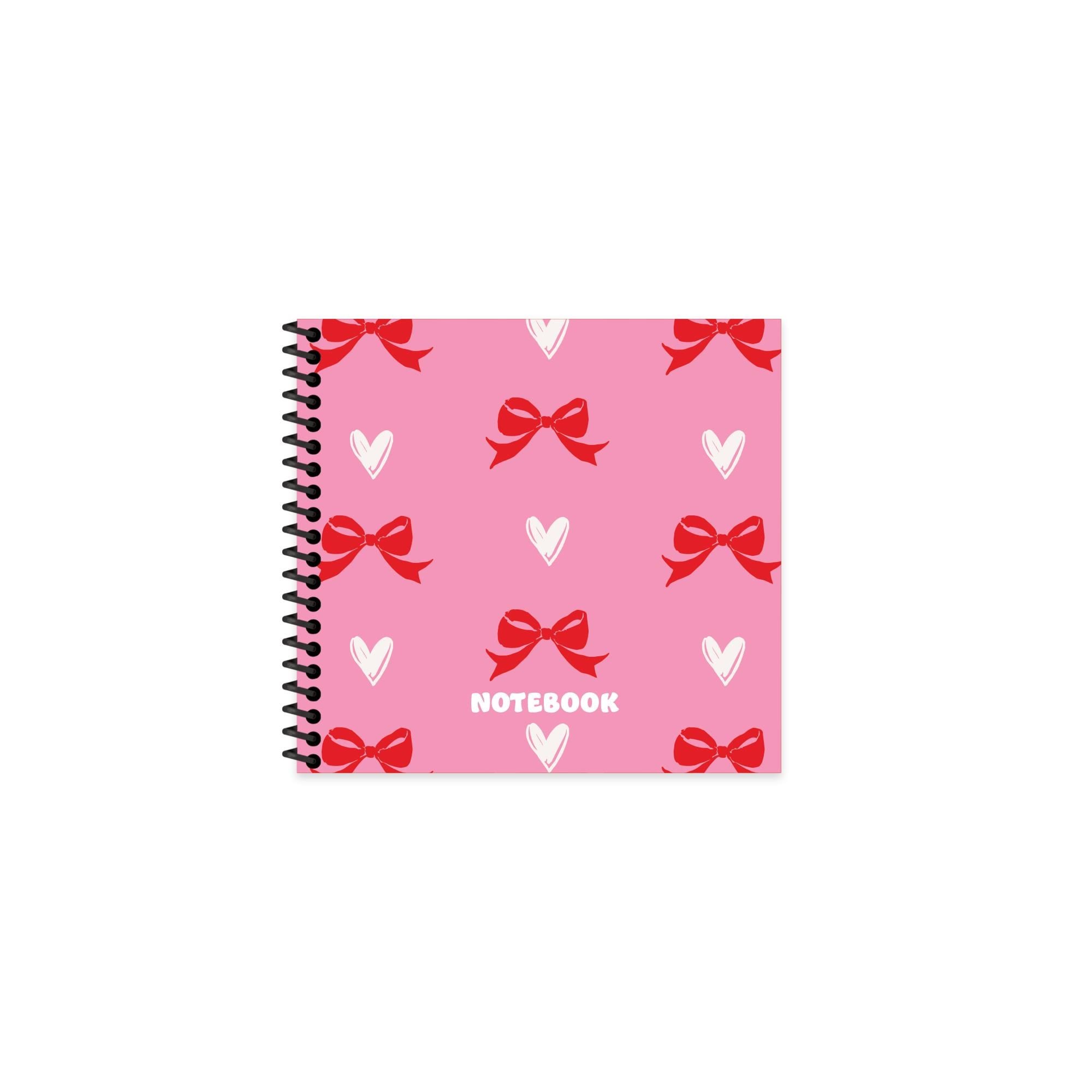 16x15 Spiralli Sert Kapak Çizgili Romantik Defter - Pembe Kurdele