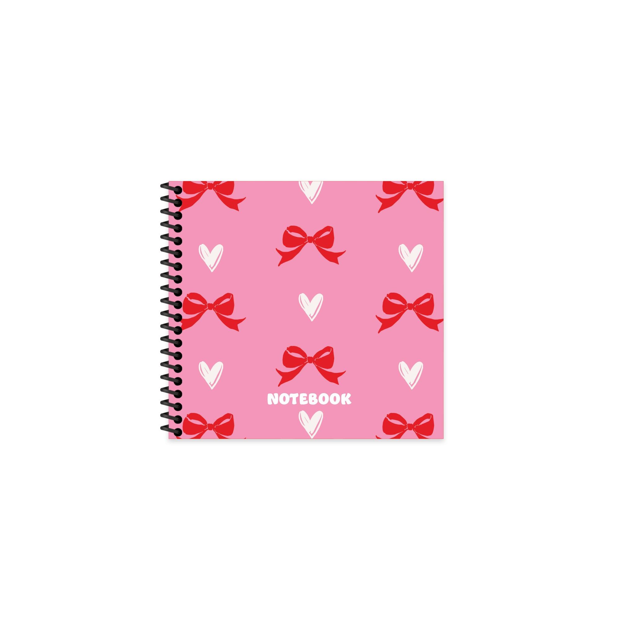 16x15 Spiralli Sert Kapak Çizgili Romantik Defter - Pembe Kurdele