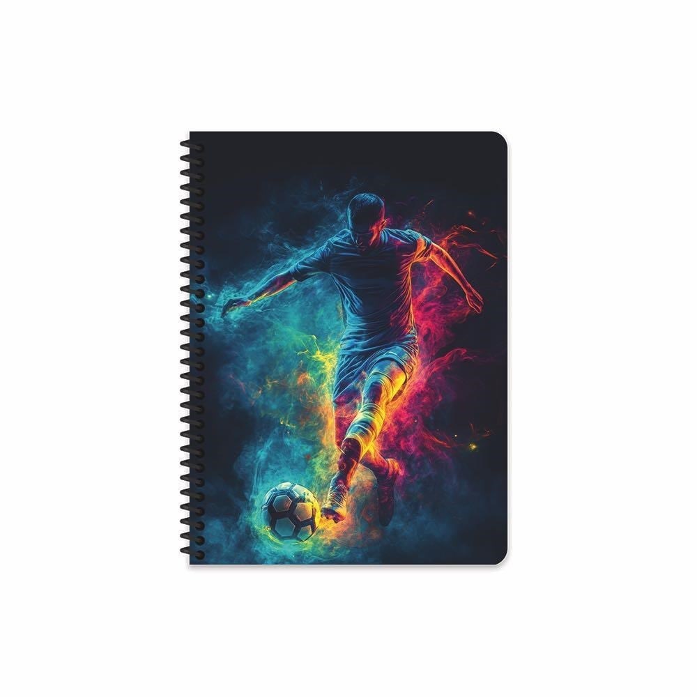 17x24 Spiralli Sert Kapak Çizgili Futbol Defter - Pembe