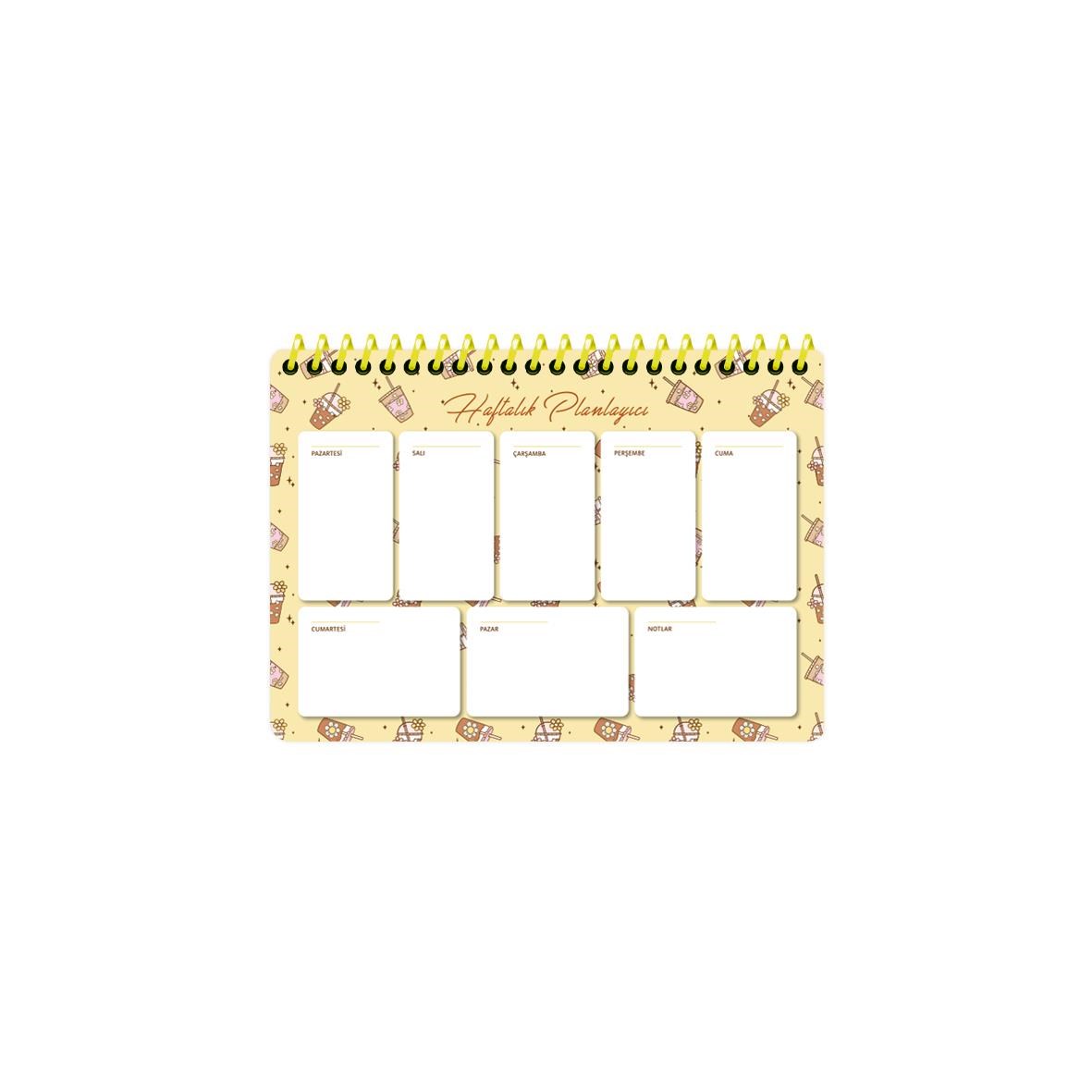17x24 Spiralli Trend Haftalık Planner - Sarı