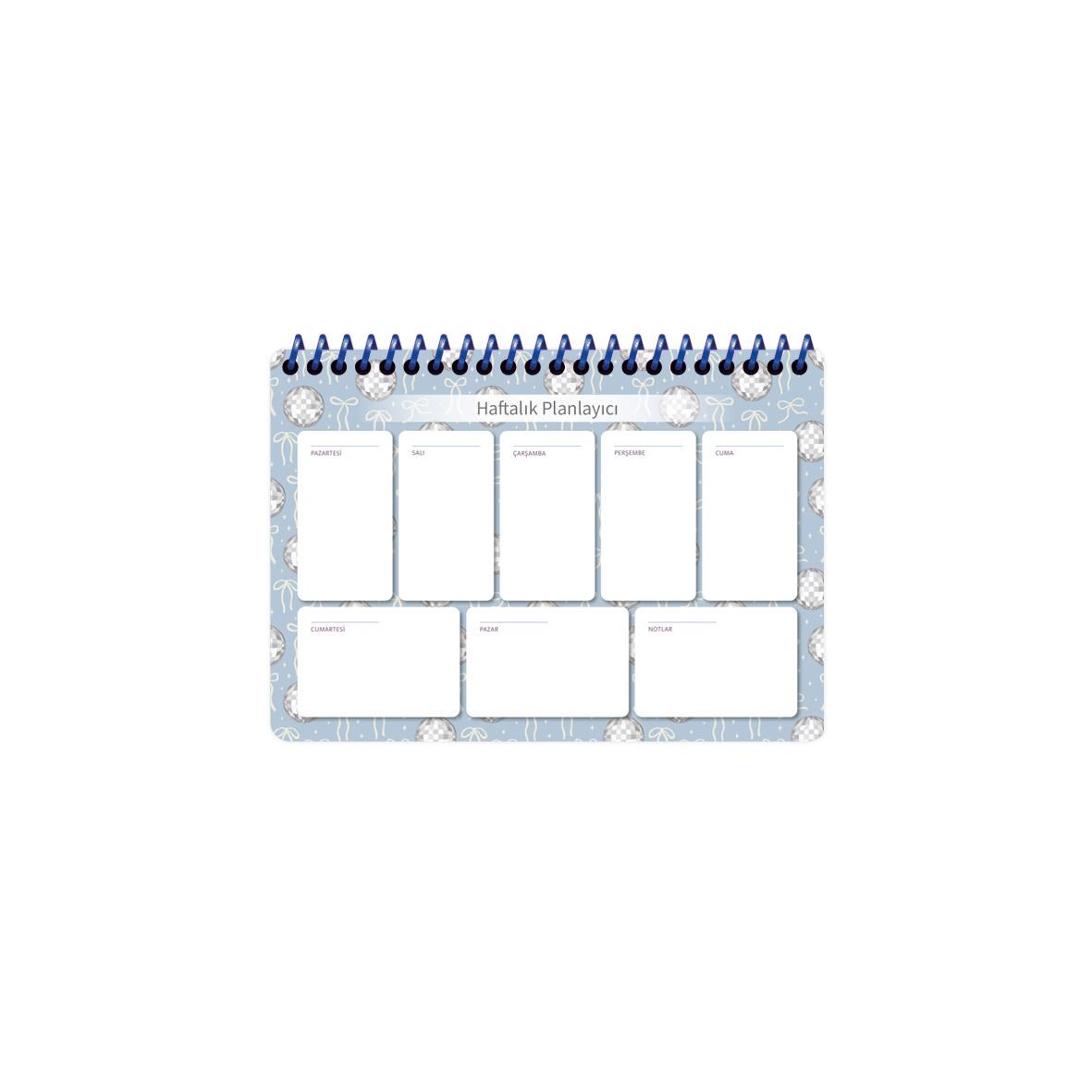 17x24 Spiralli Trend Haftalık Planner - Mavi