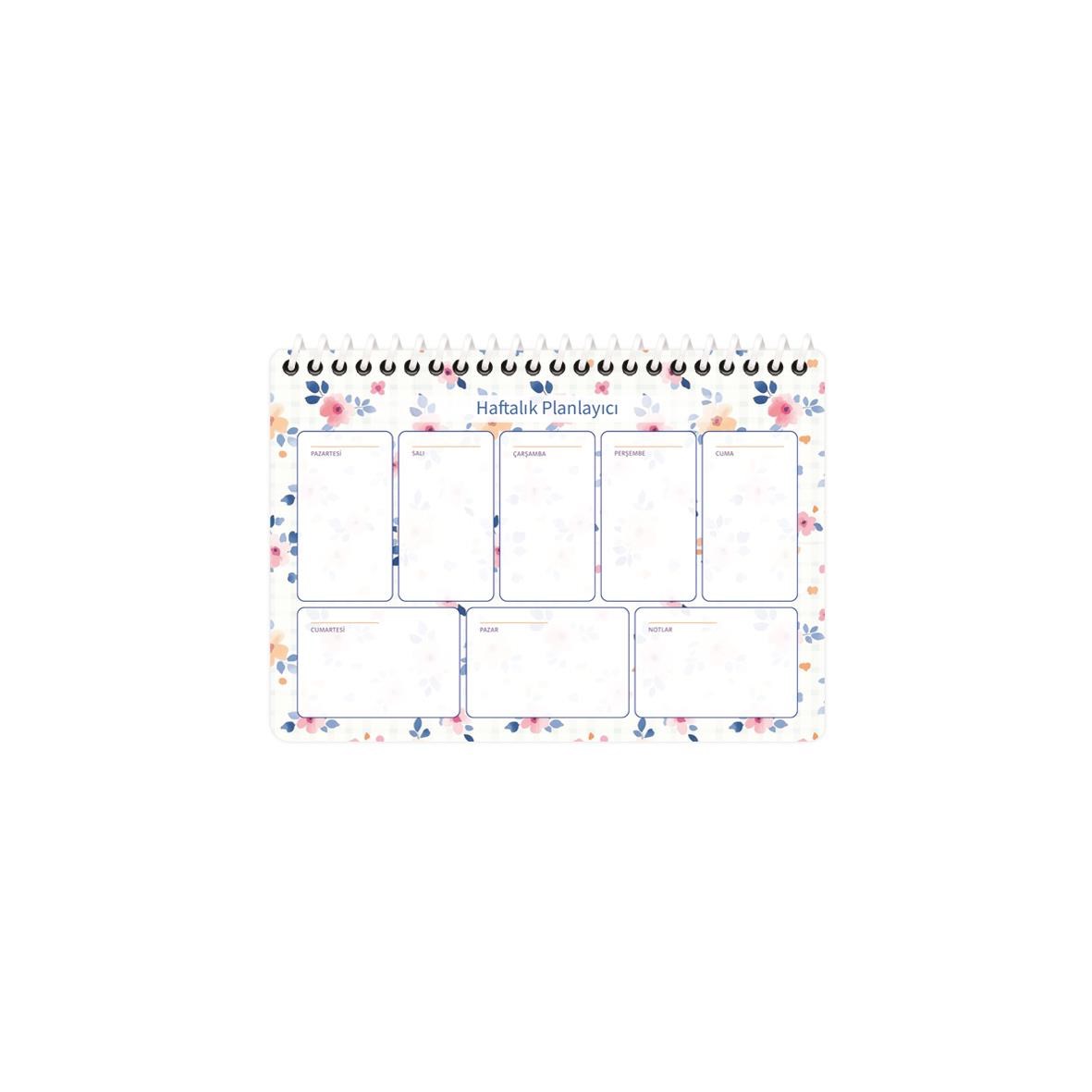17x24 Spiralli Trend Haftalık Planner - Beyaz
