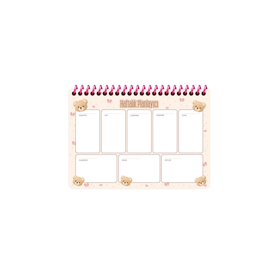 17x24 Spiralli Trend Haftalık Planner - Krem
