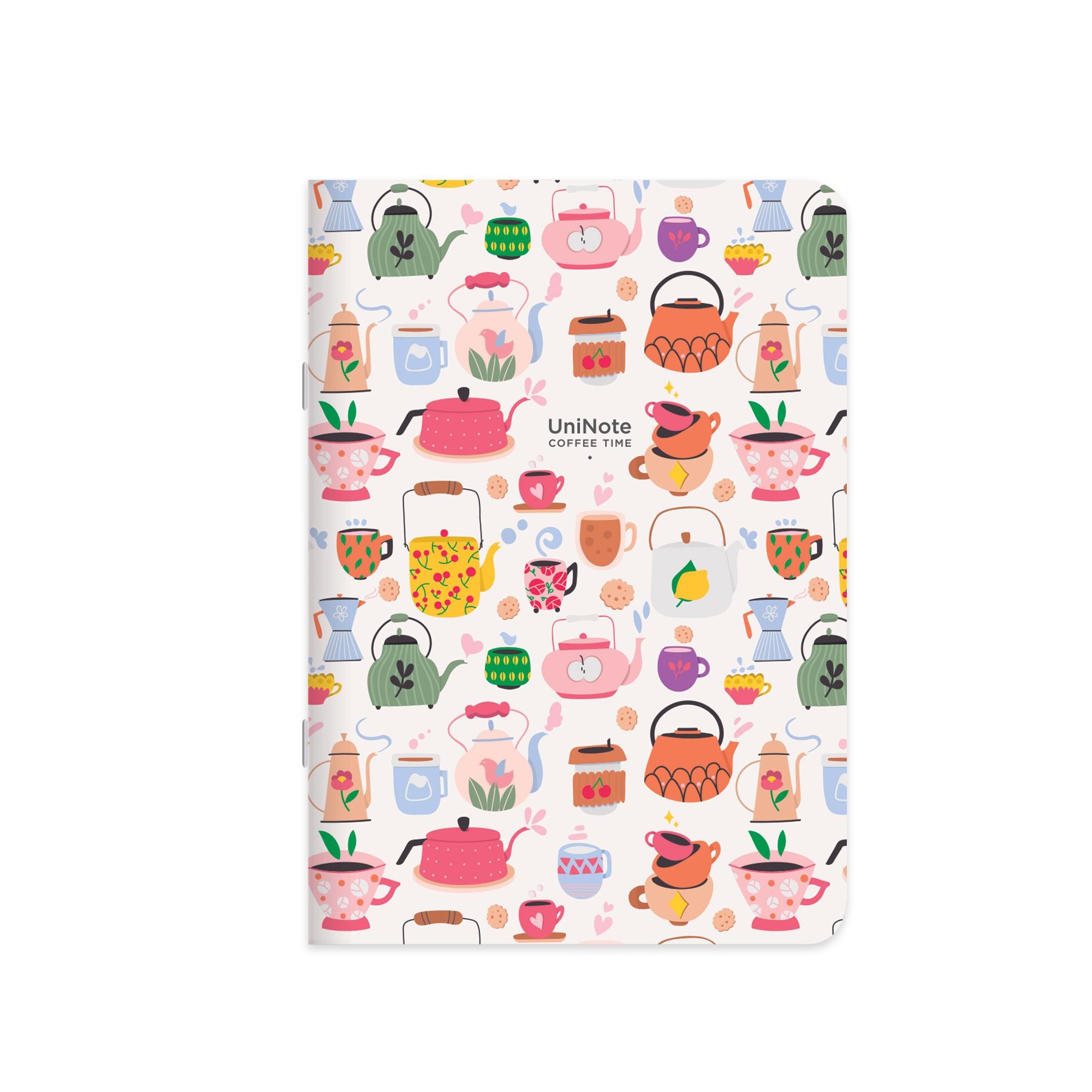 18,5x26 Tel Dikişli Kuşe Kapak Kareli Uninote Coffee Time Defter - Beyaz