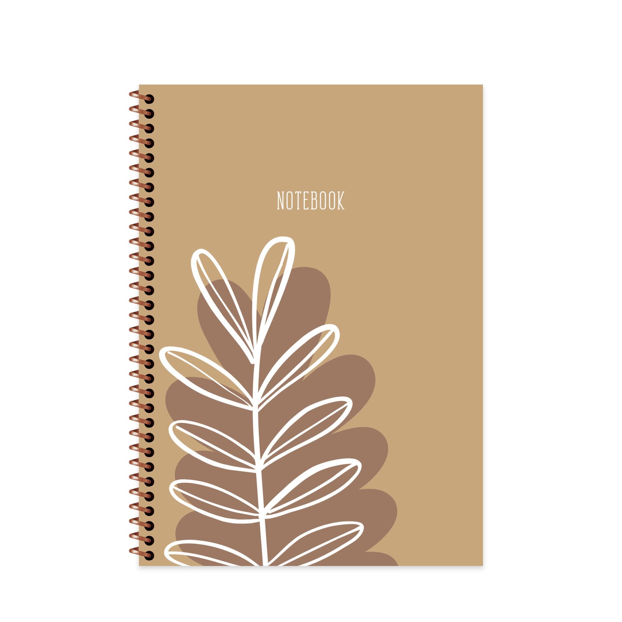 20x28 Spiralli Sert Kapak Çizgili La Plume Flora Defter - Kahverengi