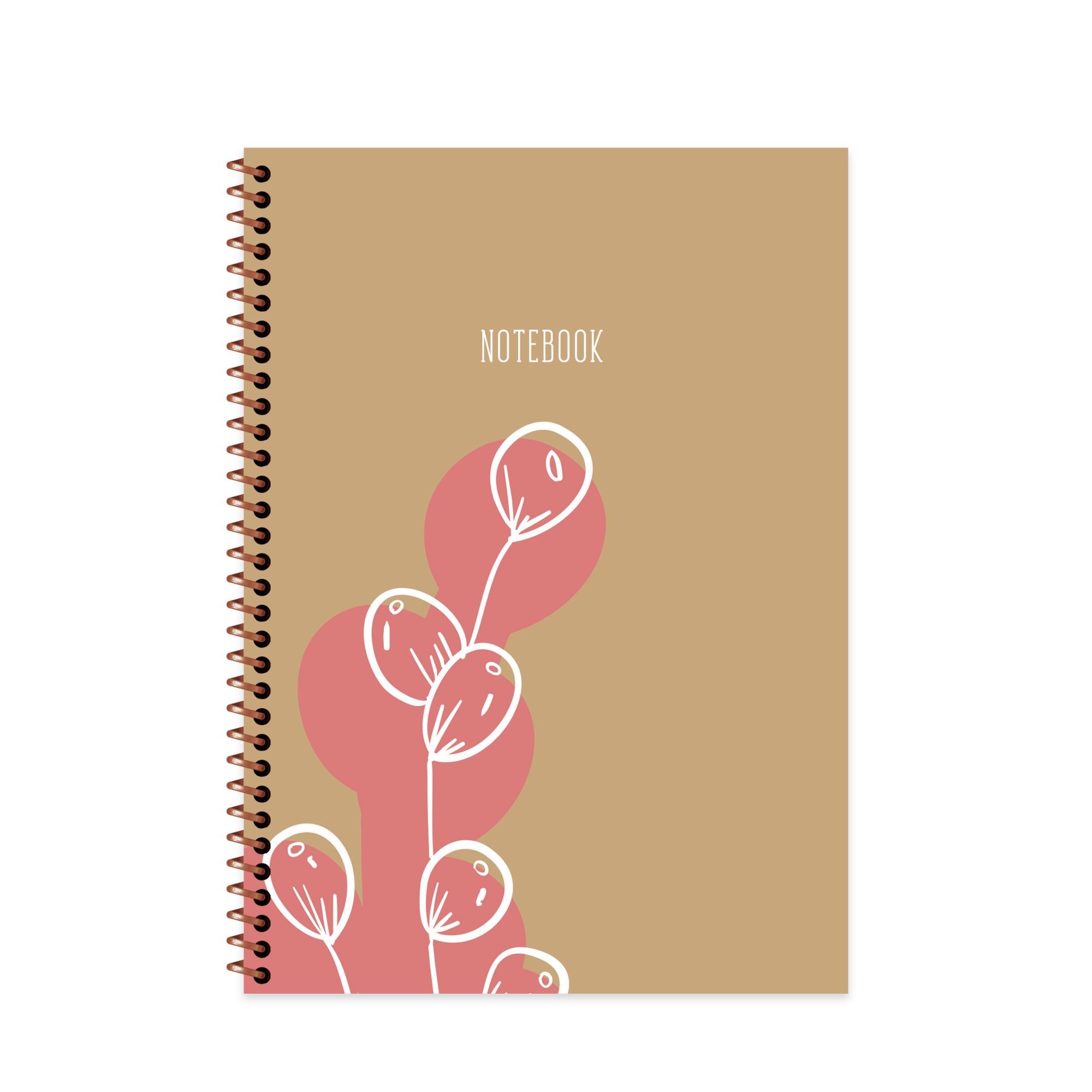 20x28 Spiralli Sert Kapak Kareli La Plume Flora Defter - Pembe