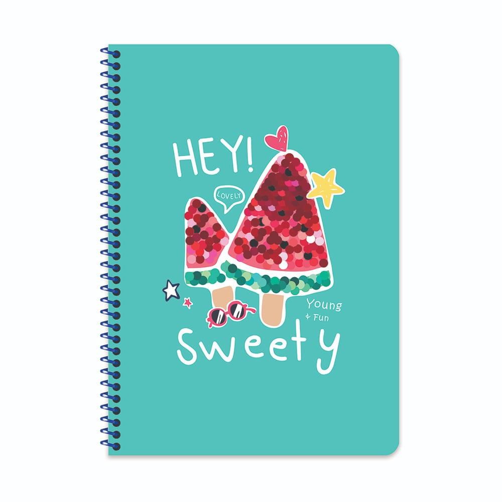 A4 Spiralli Gloss Kapak Kareli Defter - Hey Sweety
