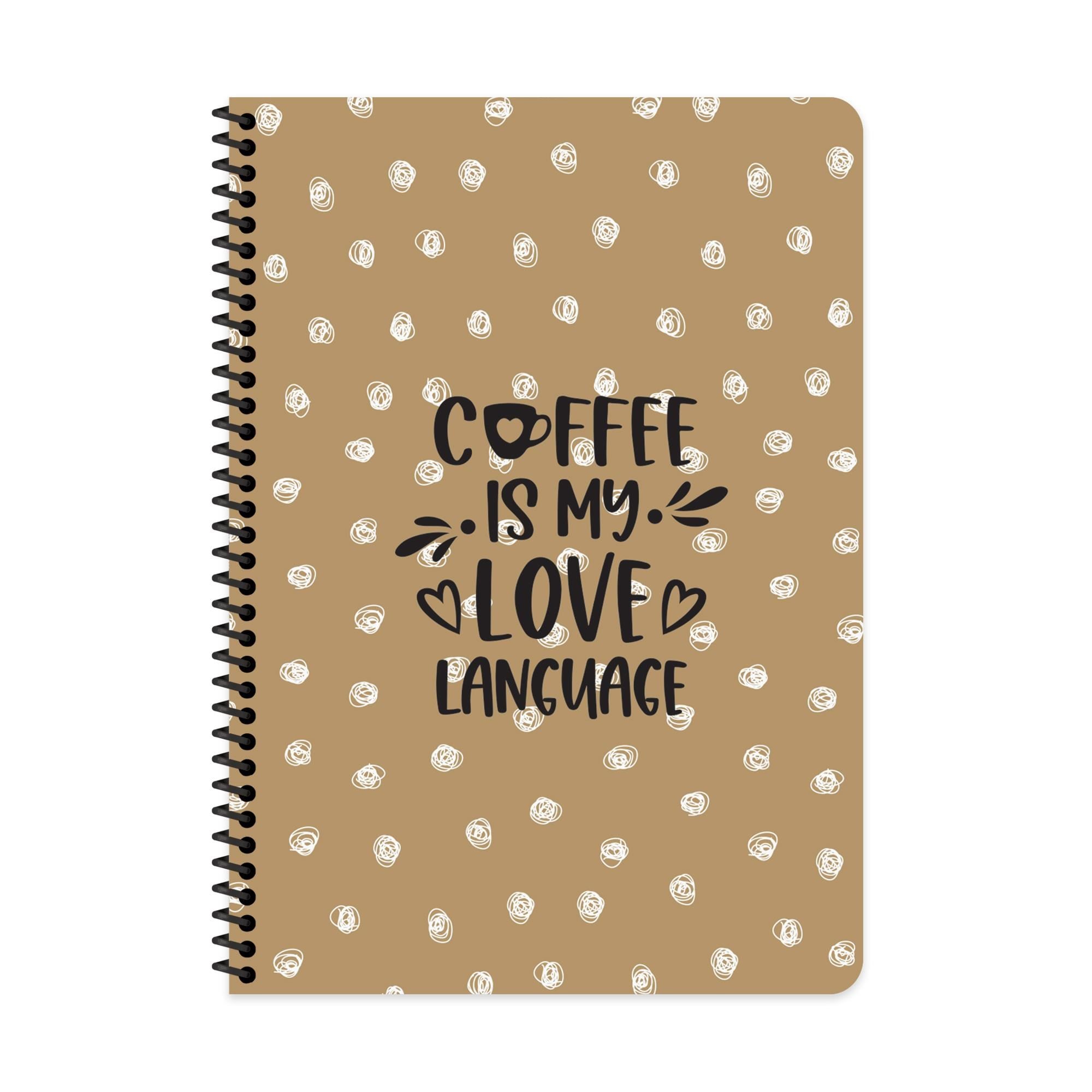 A4 Spiralli Karton Kapak Çizgili Kahve Defter - Love