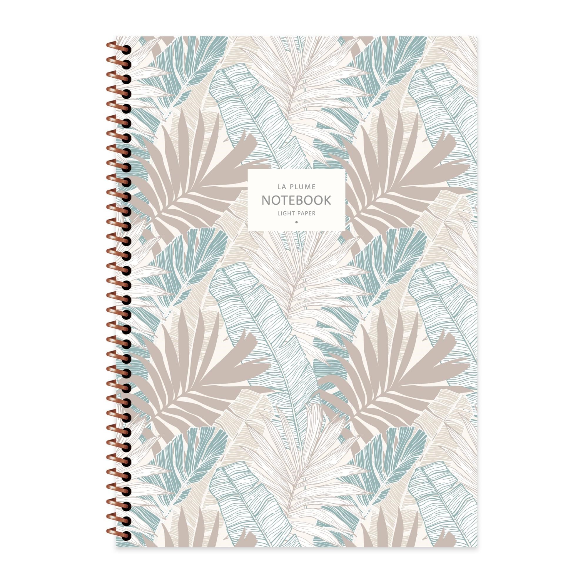 A4 Spiralli Karton Kapak Çizgili La Plume Leaves Defter - Mavi
