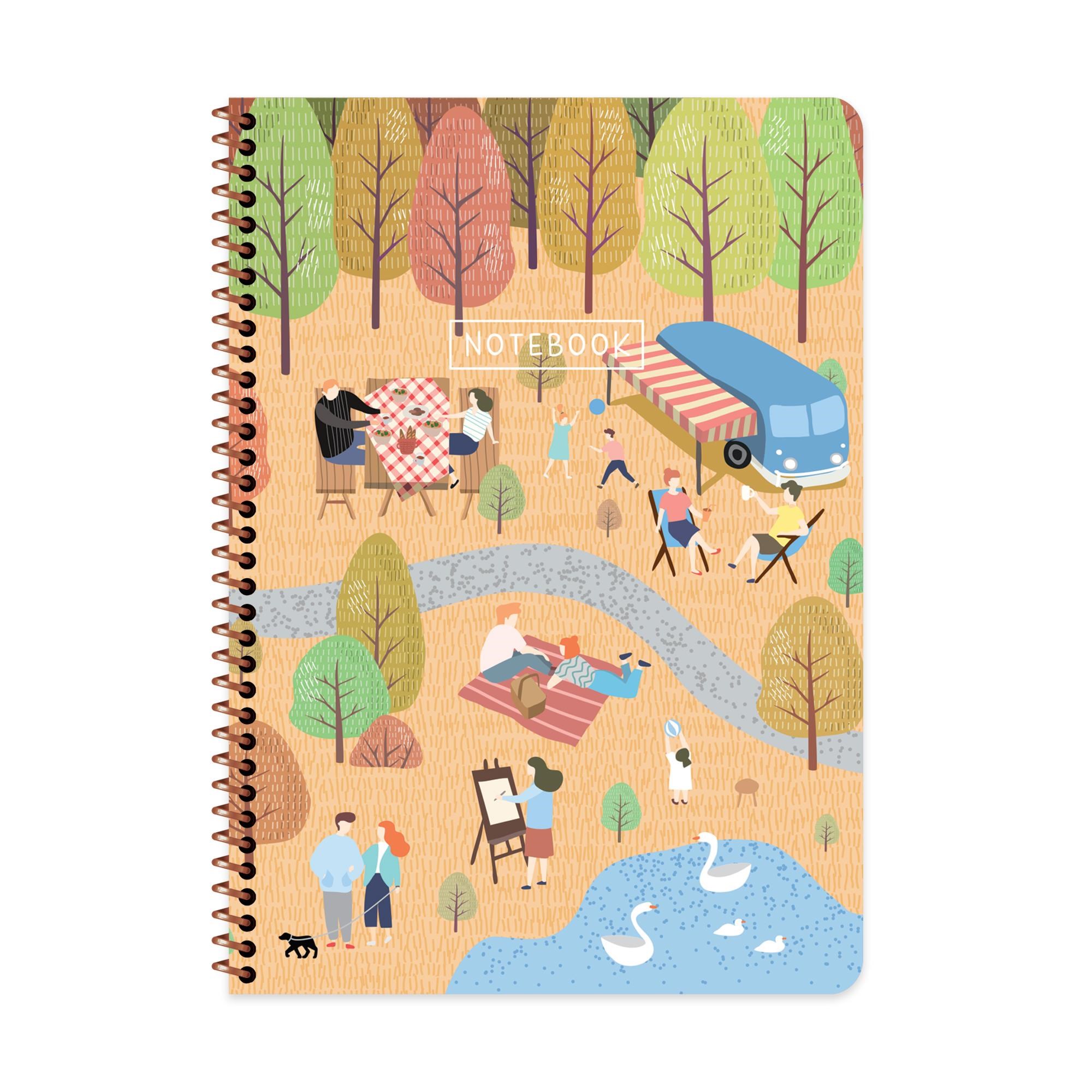 A4 Spiralli Karton Kapak Çizgili Mevsimler Defter - Sonbahar